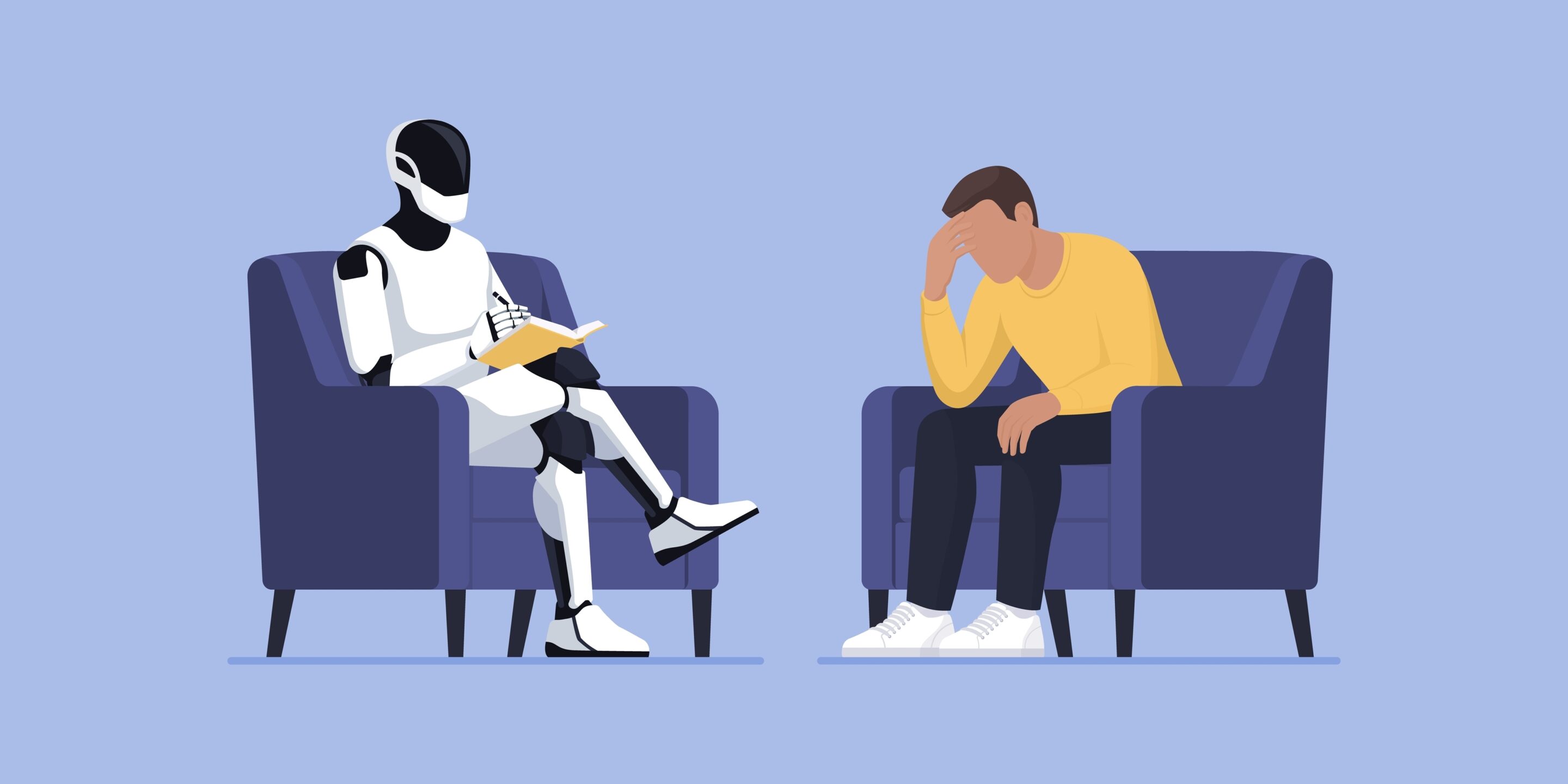 Roboter und Mensch im Therapiegespräch